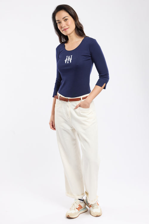 Sardines T-shirt with 3/4-length sleeves - light cotton - Armor-lux - 3