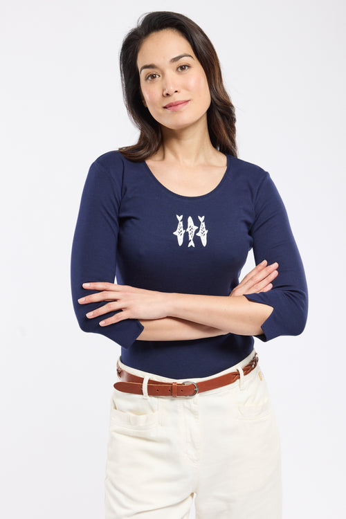 T-shirt manches 3/4 sardines - coton léger - Armor-lux - 2