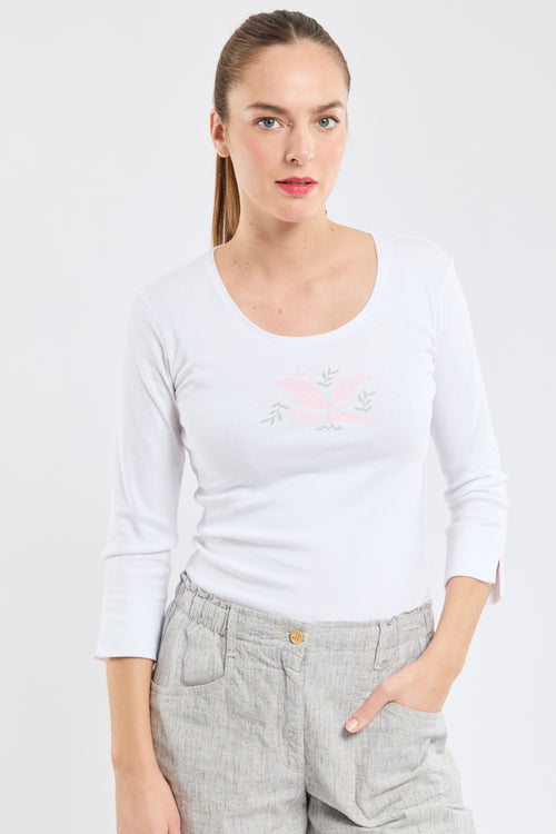 Plant print 3/4 sleeve T-shirt – lightweight cotton - Armor-lux - 2