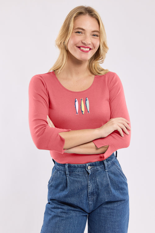 Sardines T-shirt with 3/4-length sleeves - light cotton - Armor-lux - 1