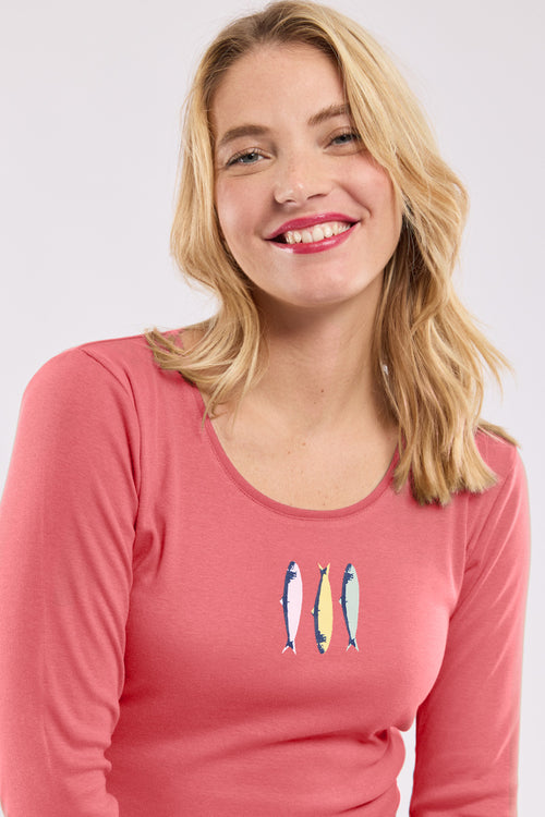 Sardines T-shirt with 3/4-length sleeves - light cotton - Armor-lux - 2