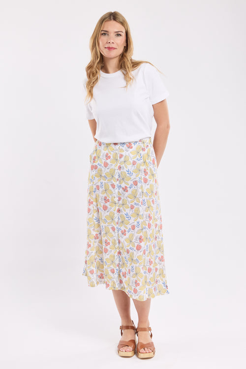 Langer Rock mit „Blumen“-Muster – Cupro - Armor-lux - 1