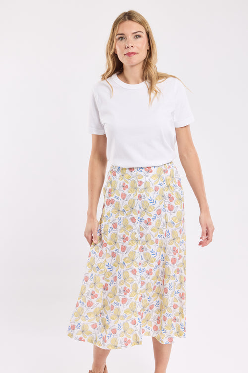 Langer Rock mit „Blumen“-Muster – Cupro - Armor-lux - 2