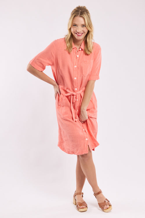 Belted short dress - linen - Armor-lux - 4