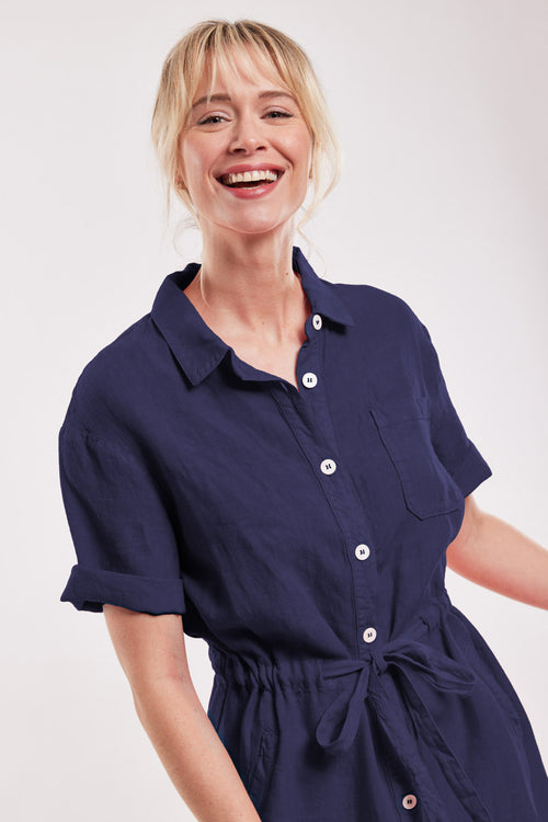 Belted short dress - linen - Armor-lux - 3