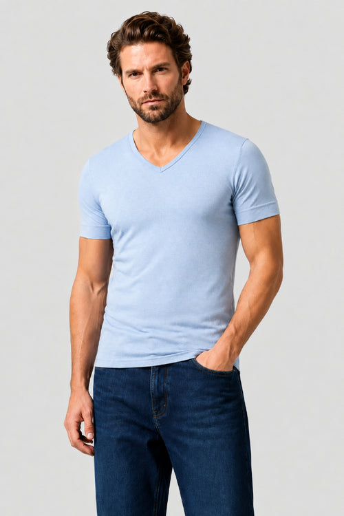 T-Shirt mit V-Ausschnitt – Bio-Baumwolle - Armor-lux - 1