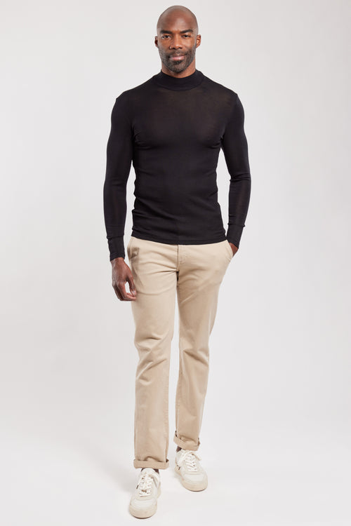 High neck long-sleeved T-shirt - wool and silk - Armor-lux - 4