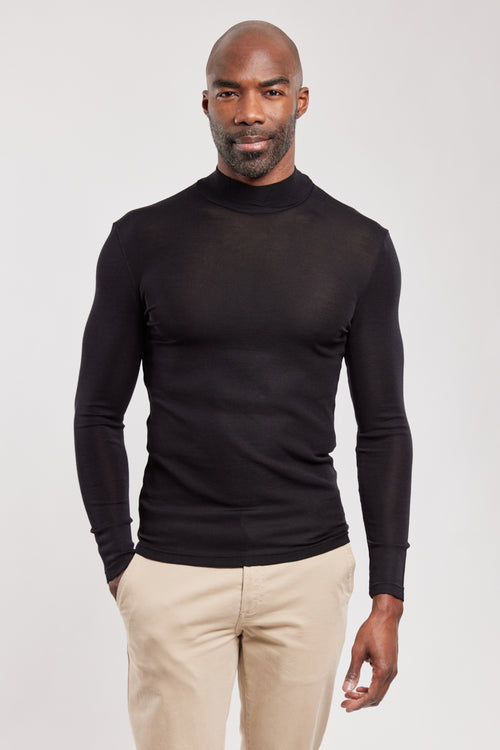 High neck long-sleeved T-shirt - wool and silk - Armor-lux - 1