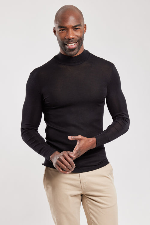 High neck long-sleeved T-shirt - wool and silk - Armor-lux - 5
