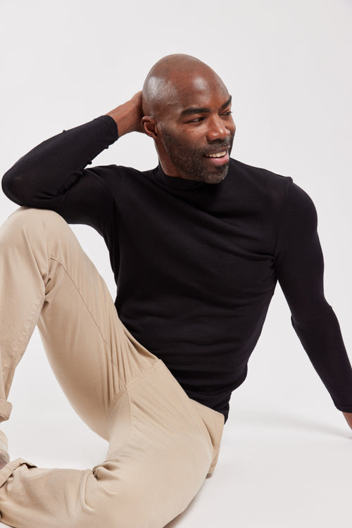 High neck long-sleeved T-shirt - wool and silk - Armor-lux - 3