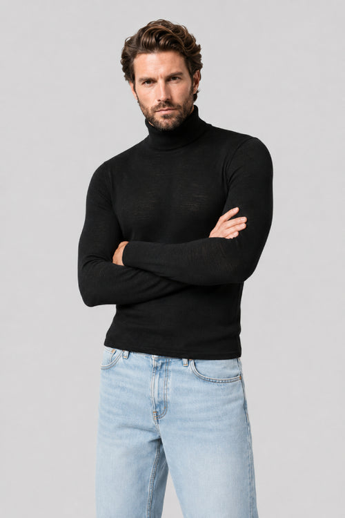 High neck long-sleeved T-shirt - wool and silk - Armor-lux - 1