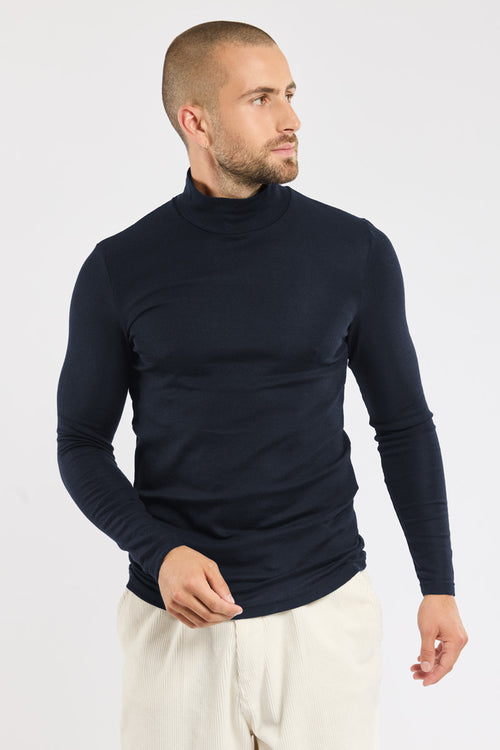 Langarm-T-Shirt mit Stehkragen – Wolle - Armor-lux - 1