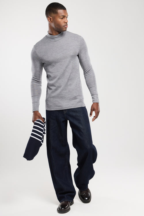 High neck long-sleeved T-shirt - wool and silk - Armor-lux - 3