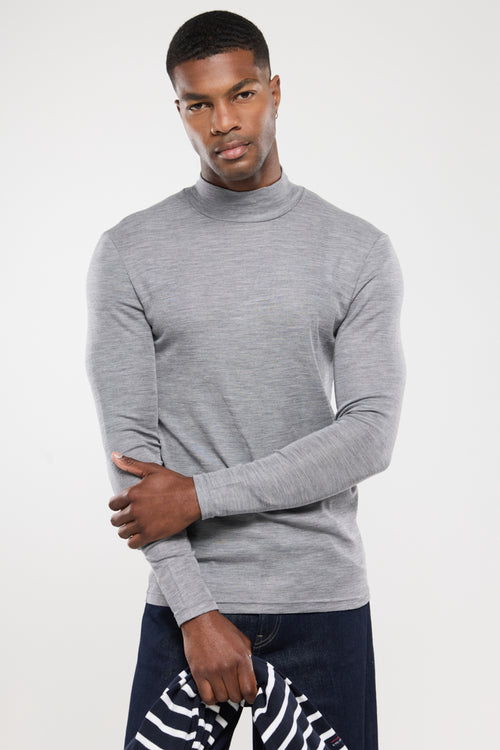 T-shirt manches longues col haut - laine et soie - Armor-lux - 1