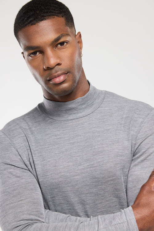 High neck long-sleeved T-shirt - wool and silk - Armor-lux - 2