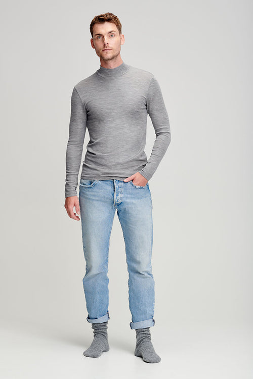 High neck long-sleeved T-shirt - wool and silk - Armor-lux - 5