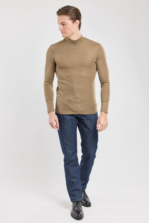 High neck long-sleeved T-shirt - wool and silk - Armor-lux - 3