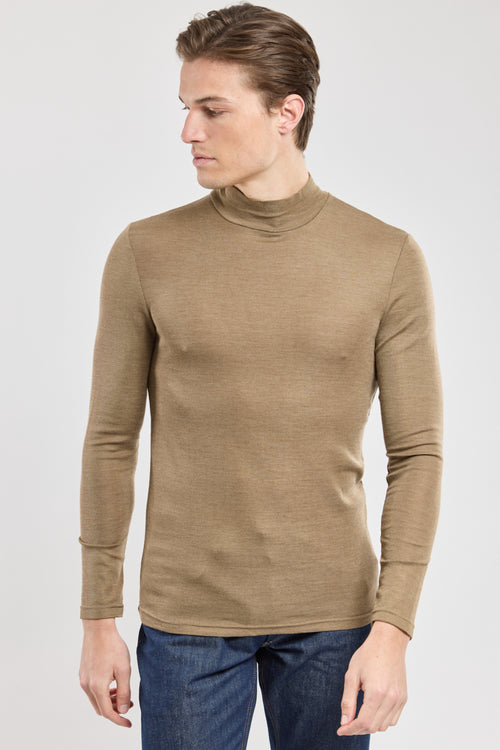 T-shirt manches longues col haut - laine et soie - Armor-lux - 1
