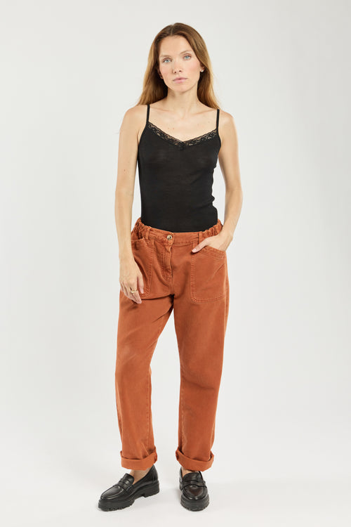 Camisole with lace trim - wool and silk - Armor-lux - 3