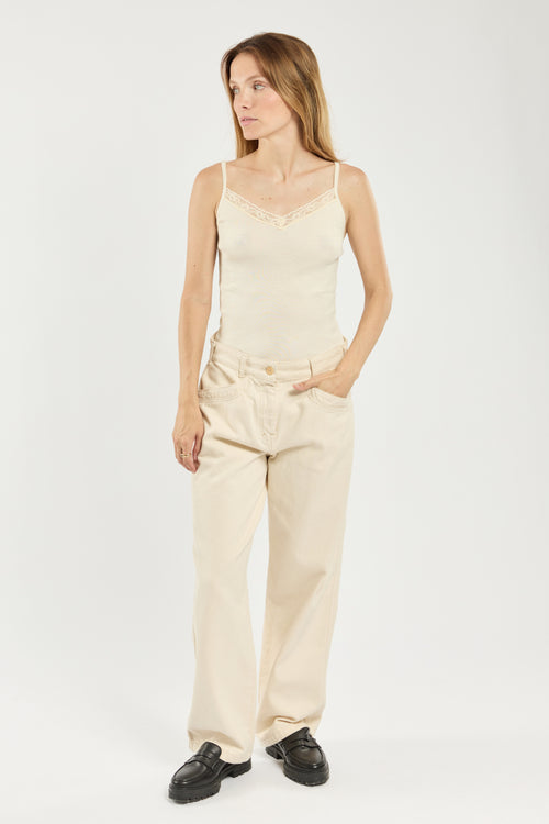 Camisole with lace trim - wool and silk - Armor-lux - 3
