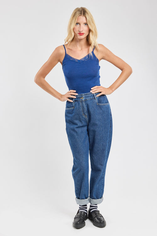 Camisole with lace trim - wool and silk - Armor-lux - 3