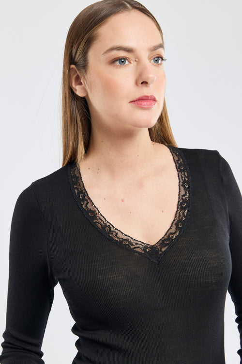 Long-sleeved t-shirt - wool and silk - Armor-lux - 2