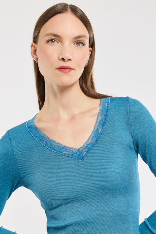 Long sleeved T-shirt - wool and silk - Armor-lux - 2