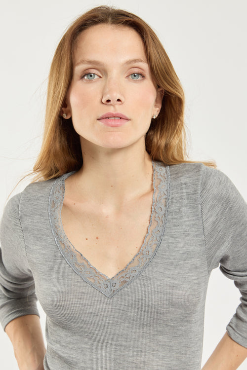 T-Shirt mit langen Ärmeln – Wolle und Seide - Armor-lux - 2