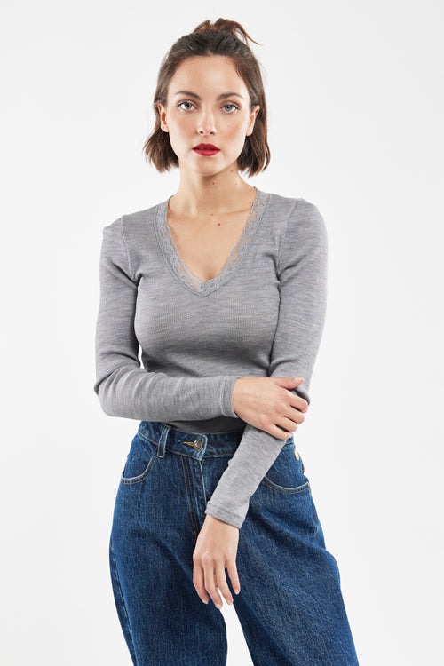 Long-sleeved T-shirt - wool and silk - Armor-lux - 4