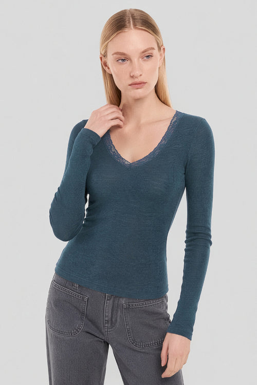 Long-sleeve T-shirt - wool and silk - Armor-lux - 1