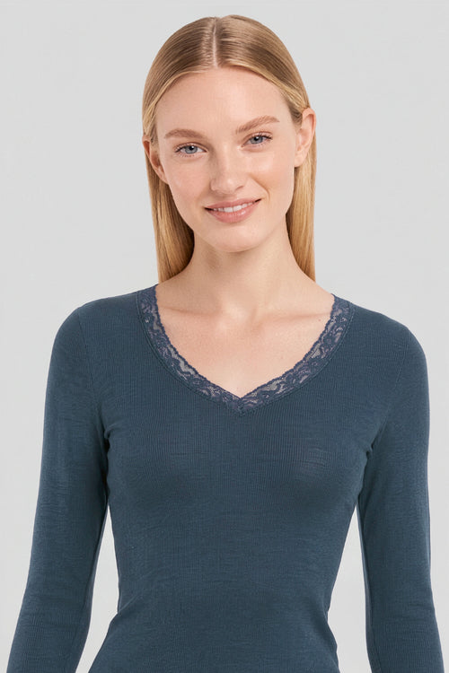 Long-sleeve T-shirt - wool and silk - Armor-lux - 2