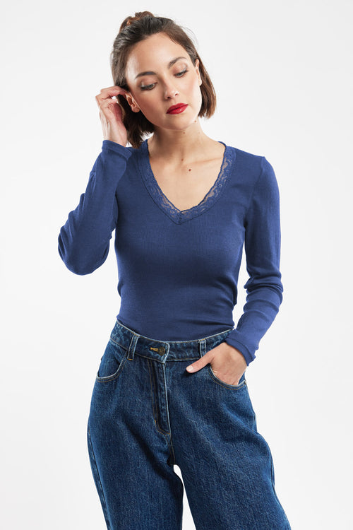Long-sleeved T-shirt - wool and silk - Armor-lux - 1