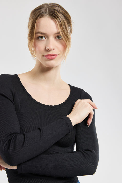 Long-sleeved T-shirt - wool and silk - Armor-lux - 4