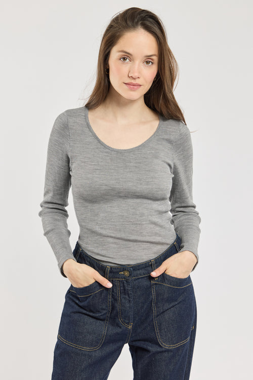 Langarm-T-Shirt - Wolle und Seide - Armor-lux - 1