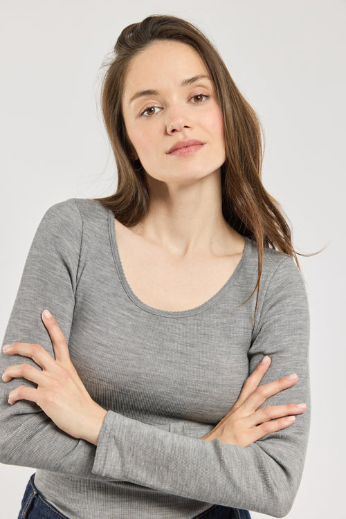 Long-sleeved T-shirt - wool and silk - Armor-lux - 2