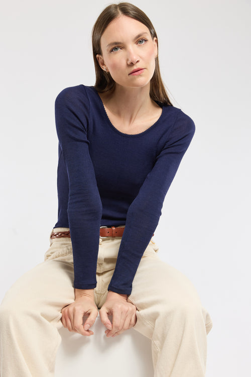 Long sleeved T-shirt - wool and silk - Armor-lux - 1
