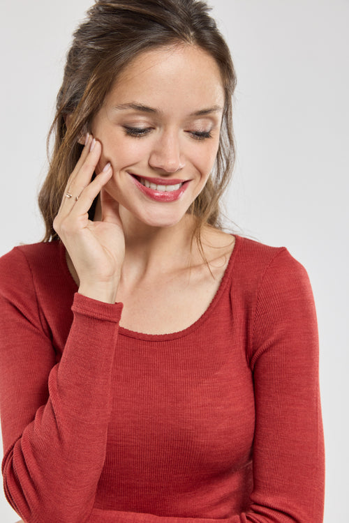 T-Shirt mit langen Ärmeln – Wolle und Seide - Armor-lux - 1