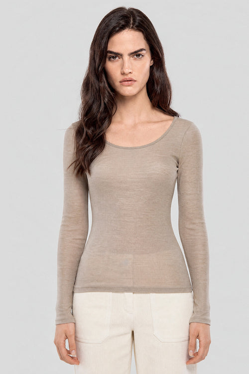Long-sleeve T-shirt - wool and silk - Armor-lux - 1