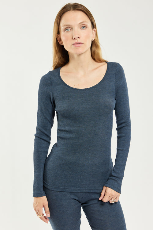 Long-sleeve T-shirt - wool and silk - Armor-lux - 1