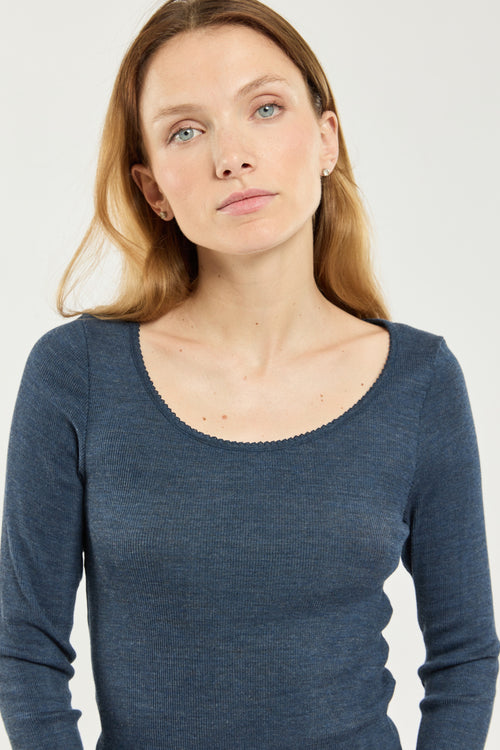 Long-sleeve T-shirt - wool and silk - Armor-lux - 2