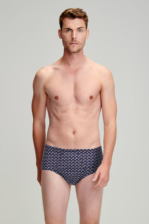 Geometric patterned Y-front briefs - light organic cotton - Armor-lux - 1