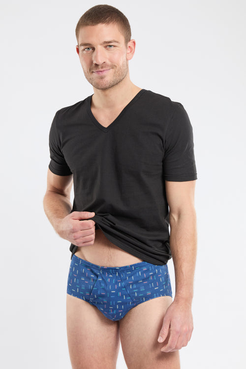 Stripes” prints open briefs - organic cotton - Armor-lux - 1