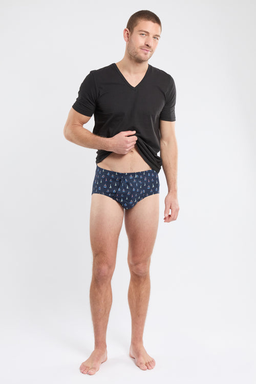 Open briefs with “boat” prints - organic cotton - Armor-lux - 3