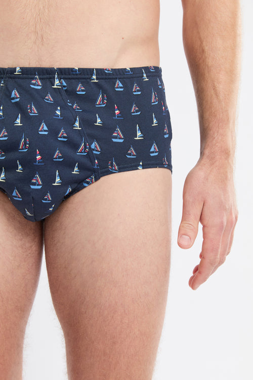 Open briefs with “boat” prints - organic cotton - Armor-lux - 2