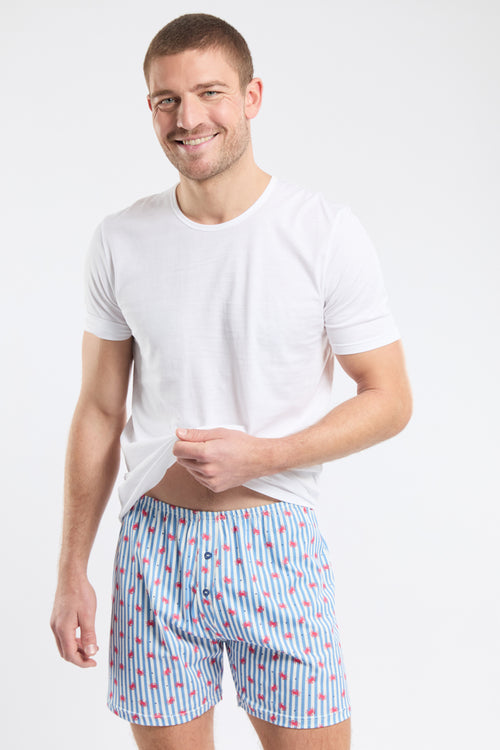 Crab and stripe print boxer shorts - organic cotton - Armor-lux - 1
