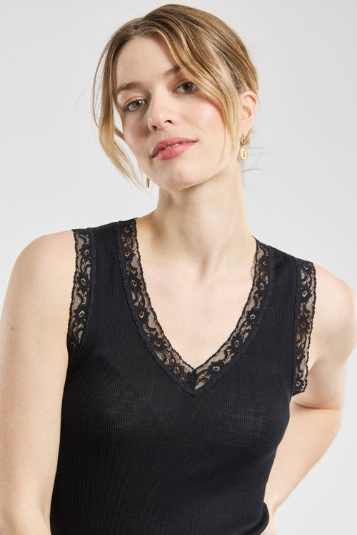 Débardeur col V - laine et soie - Armor-lux - 2