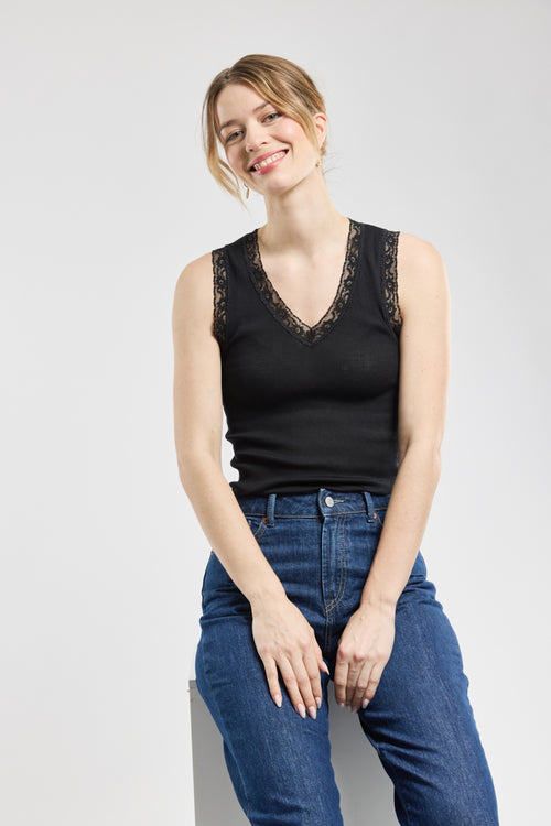 Débardeur col V - laine et soie - Armor-lux - 4