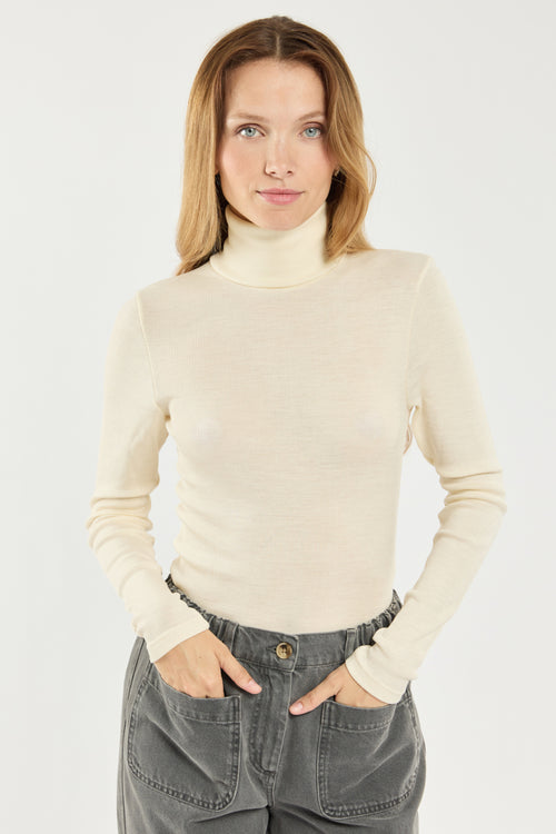 Polo neck T-shirt – wool and silk - Armor-lux - 1