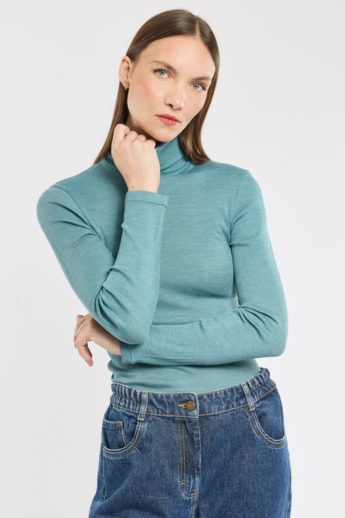 T-shirt manches longues col roulé - laine et soie - Armor-lux - 1