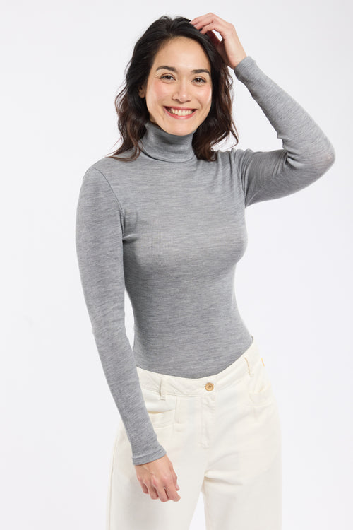 Polo neck T-shirt – wool and silk - Armor-lux - 1